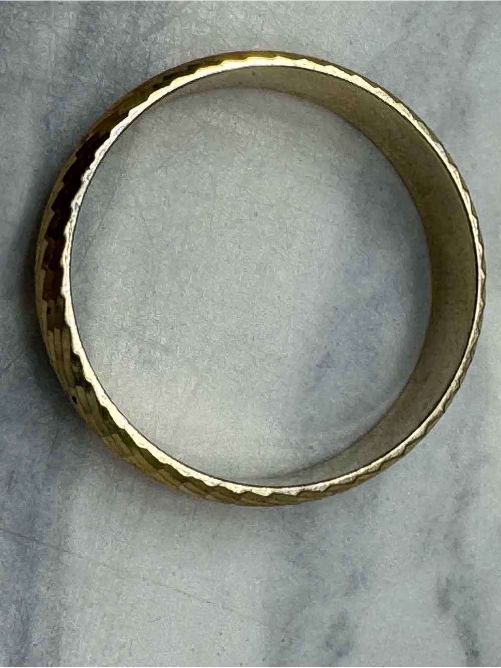 Vintage Brass Wedding Band Ring Size 10 Textured Diamond-Cut Wide Band - Picture 5 of 10